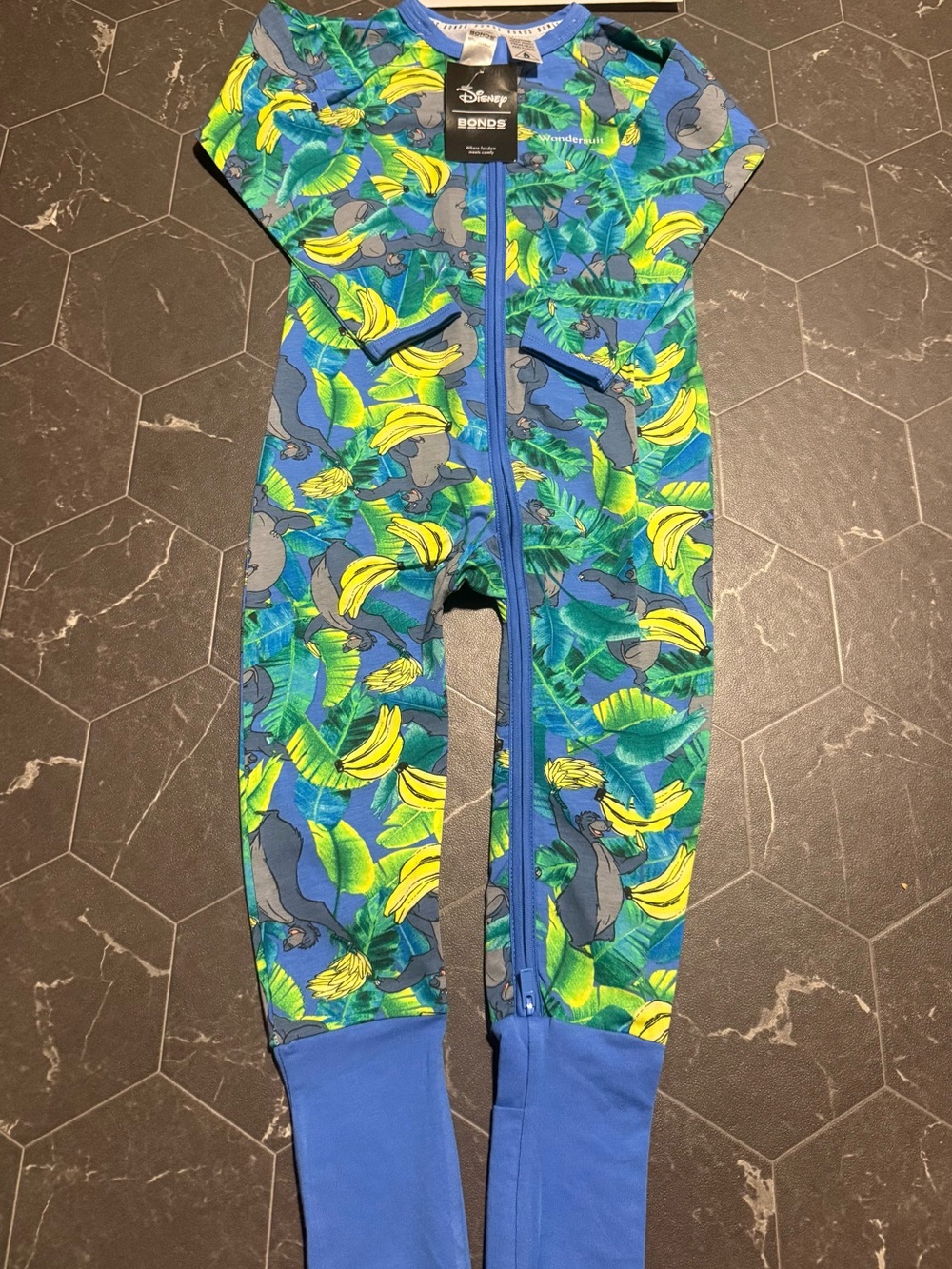 Disney Blue Banana & Leaf Print Footed One-Piece
